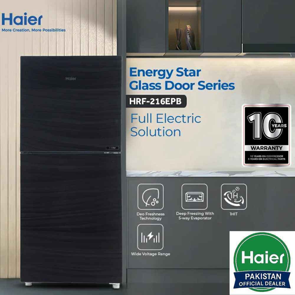 Haier 216 EPB Glass Door Refrigerator 7 CFT