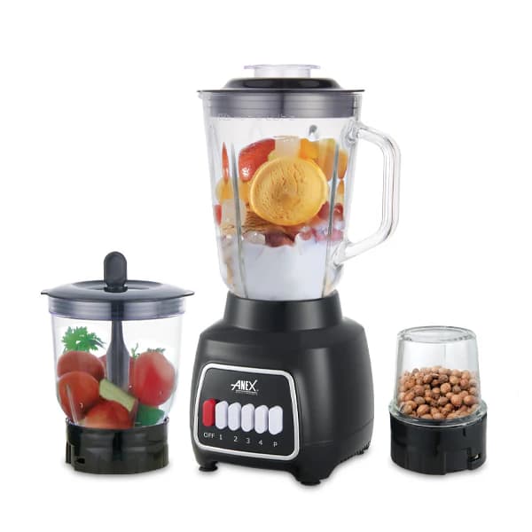 Anex AG-6137GL Deluxe Blender and Grinder 3 in 1, 500w Motor, Glass jar,1.5 Liters Capacity