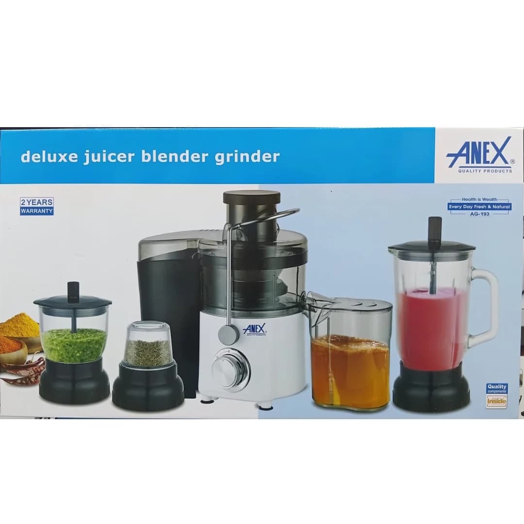 Anex AG-193GL Deluxe Juicer Blender & Grinder, 500W