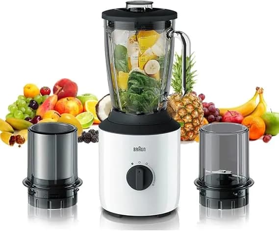 Braun Jb3173 Powerblend Glass Jug Blender 1.5 Liters, 800 Watts, 3 IN 1