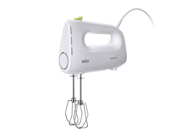 Braun HM1100 MultiMix 1 Hand Mixer for Whipping and Dough Kneading, FastMix Technology, 4 Speeds + Turbo, 450 Watts, Stainless Steel Beaters