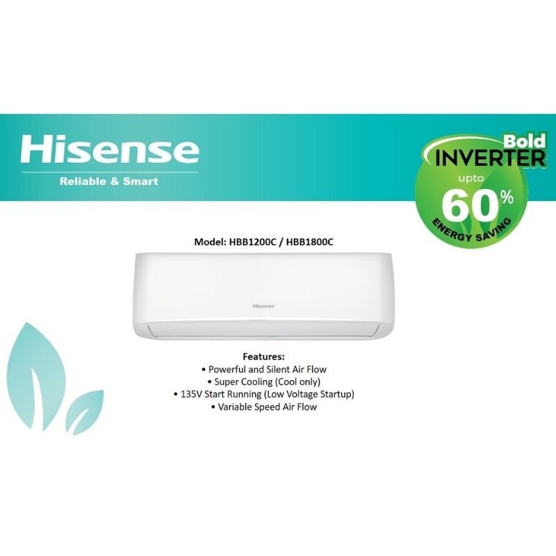 Hisense 1.5 Ton 60% Inverter AC Cool Only | HBB1800C