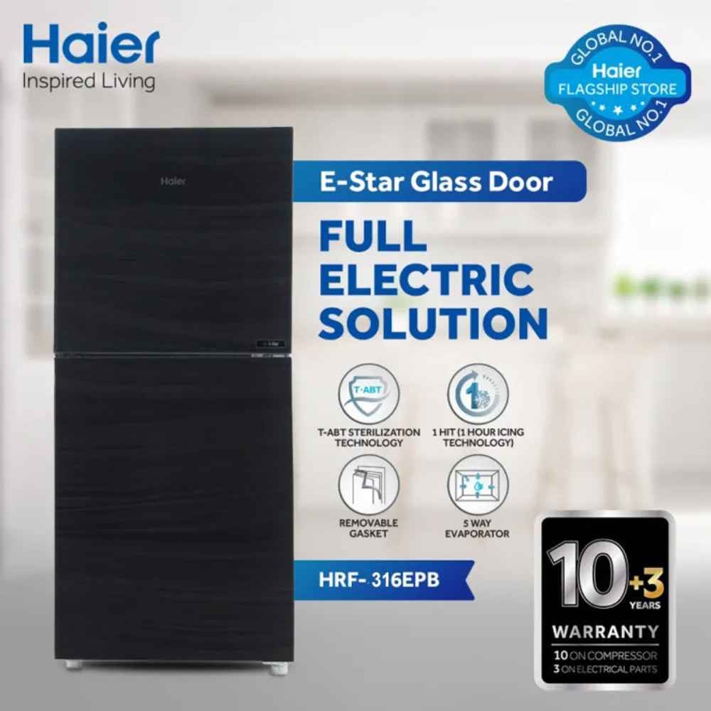 Haier 316 EPB Black Glass Door 12 CFT