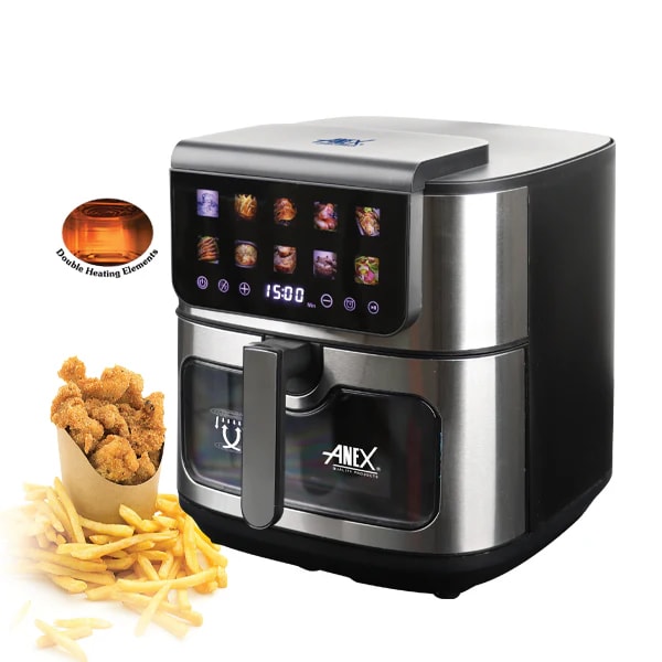 Anex AG-2125 Digital Air Fryer, 8 Ltr, 1500w+500w, Double Heating Elements, Rapid Air Circulation