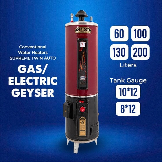 Canon Conventional Water Heaters - Geysers - SUPREME TWIN AUTO