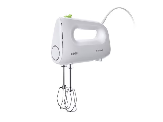 Braun HM1100 MultiMix 1 Hand Mixer for Whipping and Dough Kneading, FastMix Technology, 4 Speeds + Turbo, 450 Watts, Stainless Steel Beaters