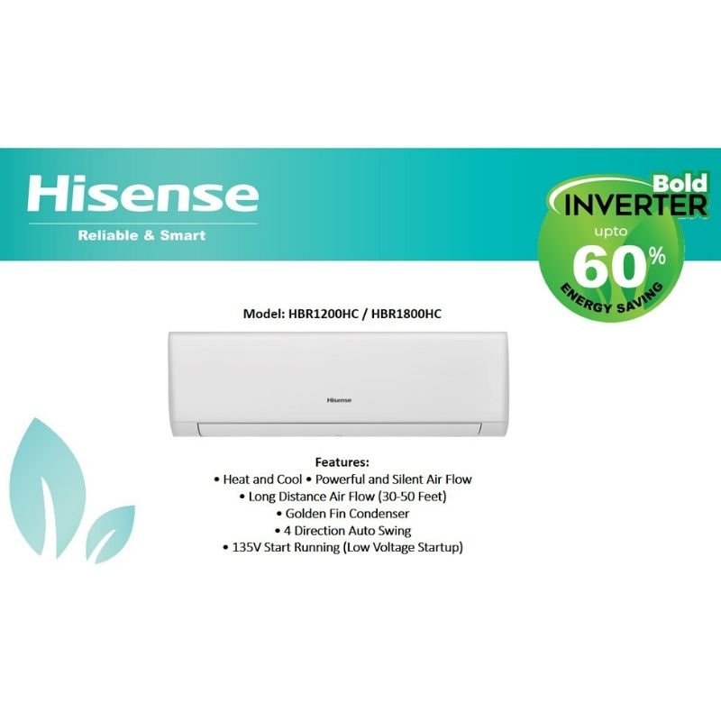 Hisense 1.5 Ton 60% Inverter AC HBD-1860HC Heat and Cool