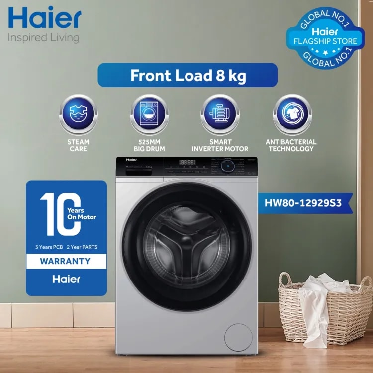 Haier 8 KG Inverter Front Load Washing Machine HWM 80-12929S3