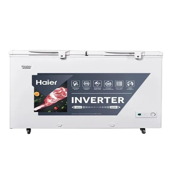 Haier HDF-385INV Inverter (White) Double Door Inverter 13cft Deep Freezer